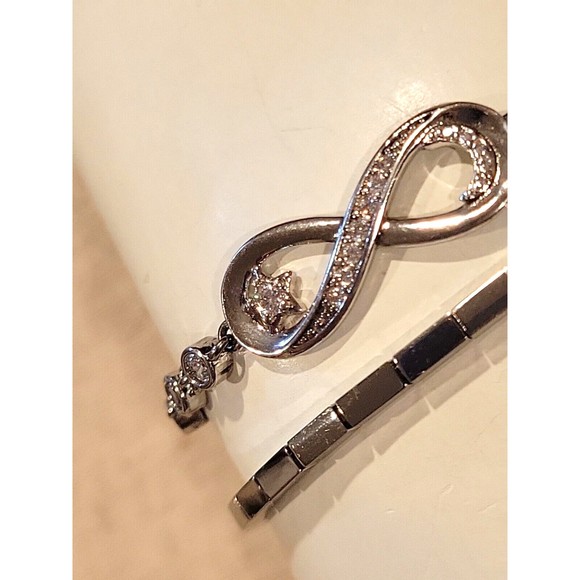 Bolo Bracelet Infinity Multi CZ Charm & Box link Row Bracelet Bracelets Lot of 2 - Picture 3 of 7